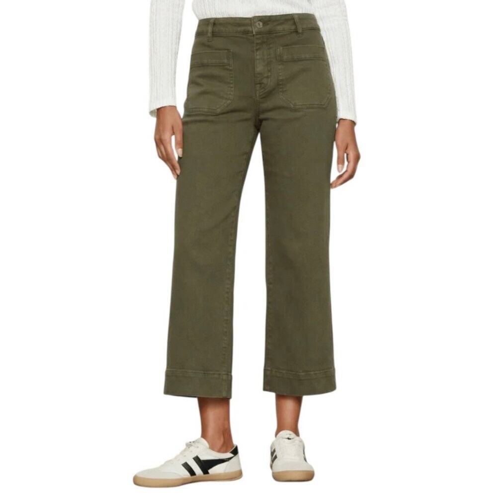 NWOT Sanctuary Denim The Marine Wide Leg Crop Jeans 29 Army Green Patch Pocket - Picture 4 of 16